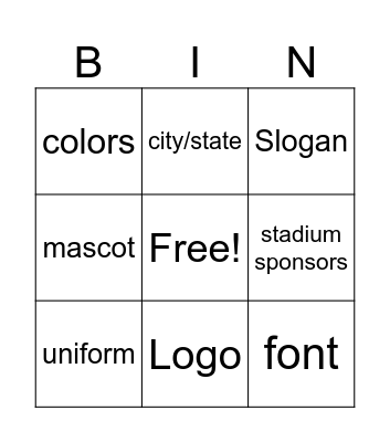 Branding Bingo Card