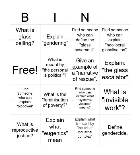WSTA01 Bingo Card