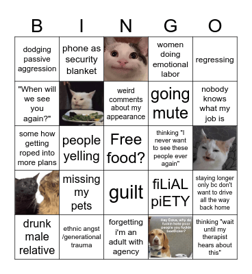 micro aggressive family dinner Bingo Card