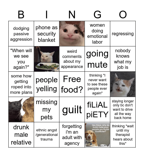 micro aggressive family dinner Bingo Card
