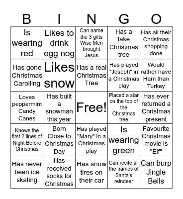 Christmas Human Bingo! Bingo Card