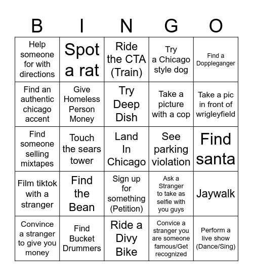 Big City Bingo Card