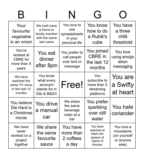 Consulting Awards Night Bingo Card