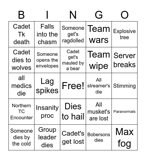 Tundra bingo Card