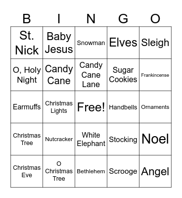 Dailey Christmas Bingo Card
