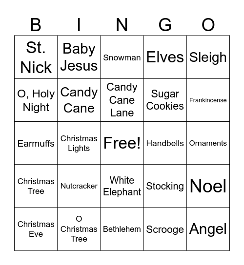 Dailey Christmas Bingo Card