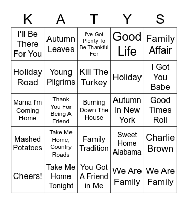 FAM JAMS Bingo Card