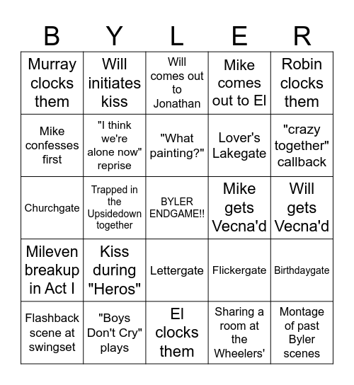 Byler Bingo Card