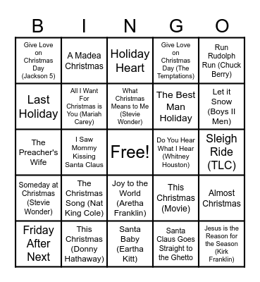 Black Christmas Bingo Card