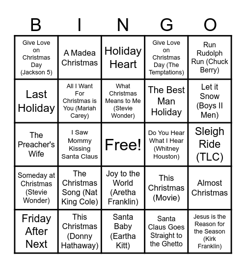Black Christmas Bingo Card