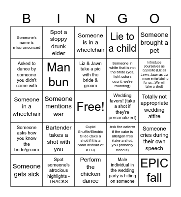 Nuptials Bingo Card