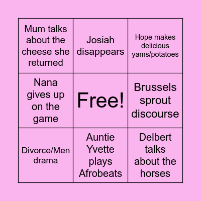 Thanksgiving Bingo Card