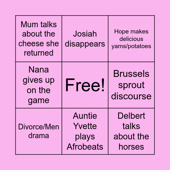 Thanksgiving Bingo Card