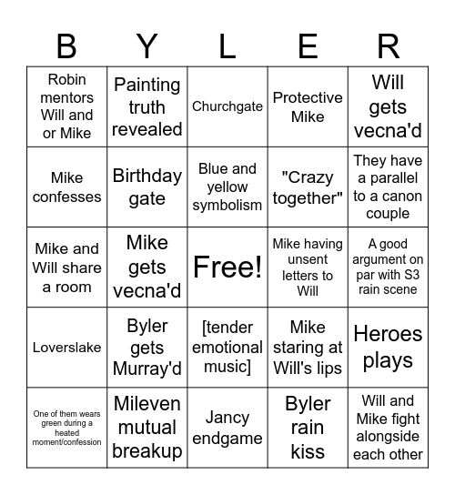Season 5 Bingo Card