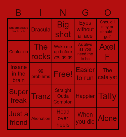 Hawkins Hits: The Playlist To Free You From Vecna’s Curse Bingo Card