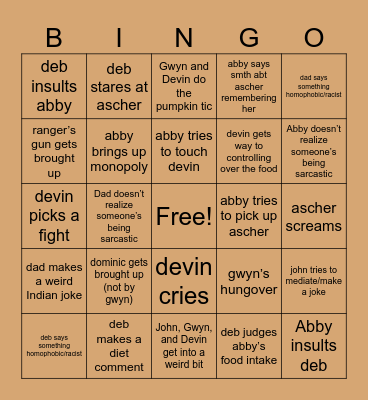 Thanksgiving Bingo Card