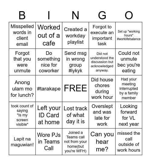 ASCENDION X MAYA YEAR-END PARTY Bingo Card