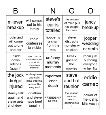 stragthing Bingo Card