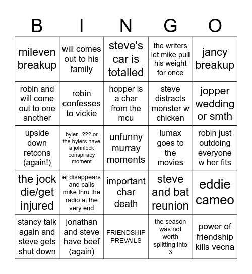stragthing Bingo Card