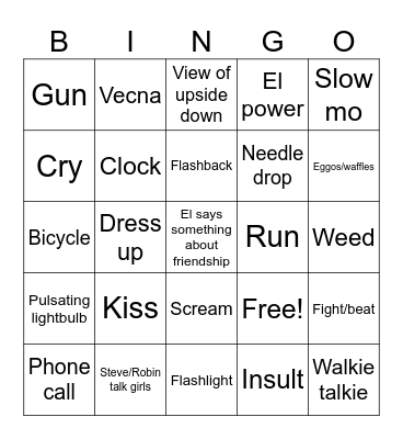 Stranger Thingo Bingo Card