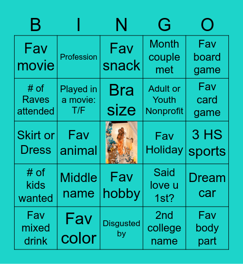Bridal Party Bingo Card