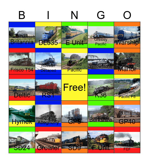 Heritage Railroads that I would like to visit after the PS2 discontinuation someday Bingo Card