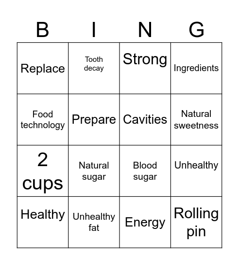 Food technology bingo! Bingo Card