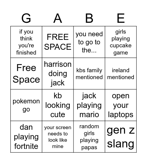 Humanities Bingo Card