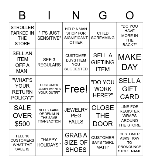 BOHME BINGO Card