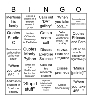 Dr. Michaelis Bingo 1.2 Bingo Card