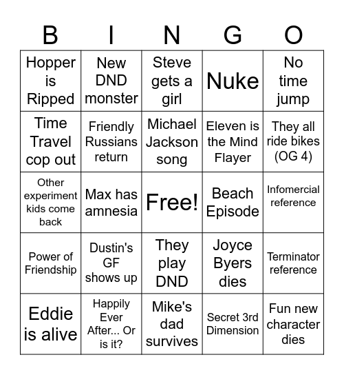S5 Bingo Card
