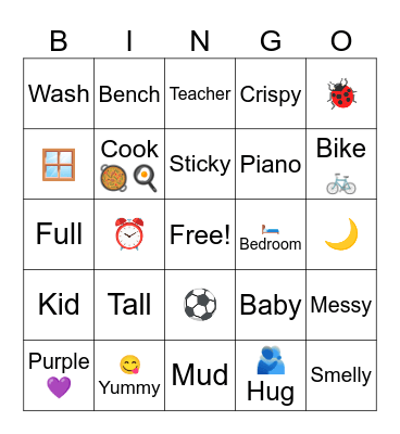 Vocabulary p Bingo Card
