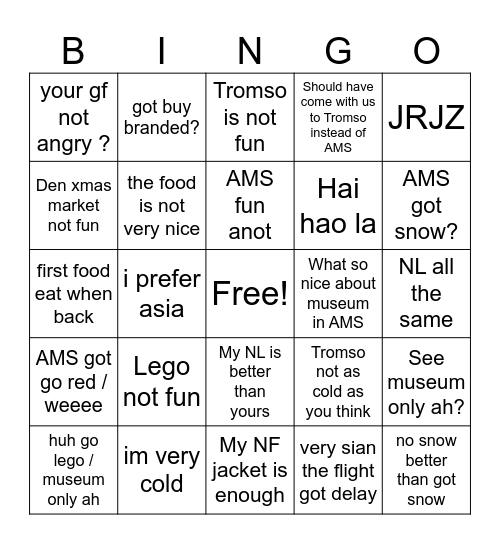 WORDS Bingo Card