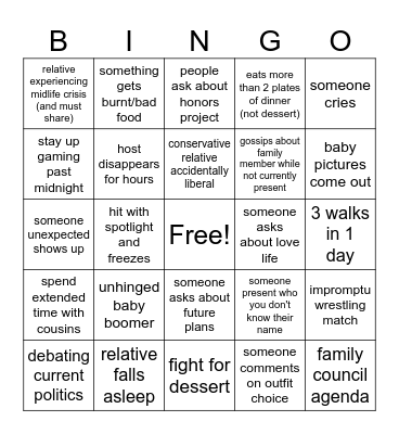 Thanksgiving Bingo Card