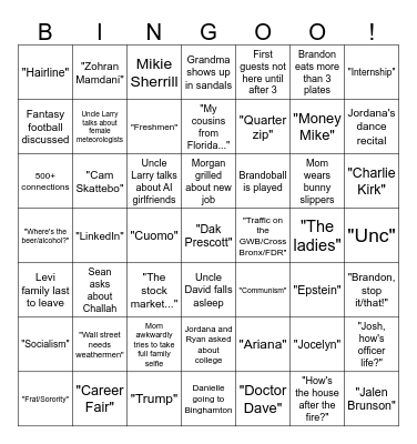 Thanksgiving Bingo Card