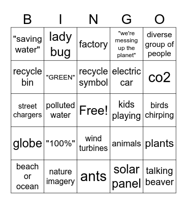 Greenwashing Bingo Card