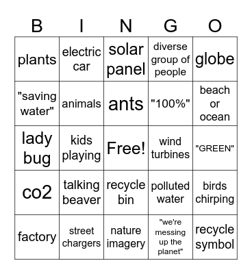 Greenwashing Bingo Card
