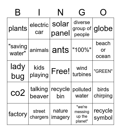 Greenwashing Bingo Card