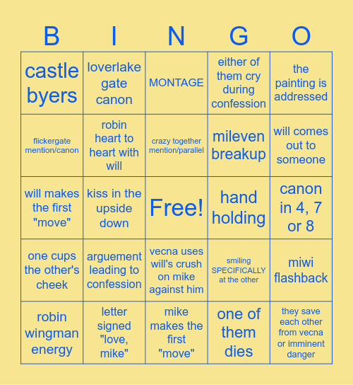 s5 byler bingo Card