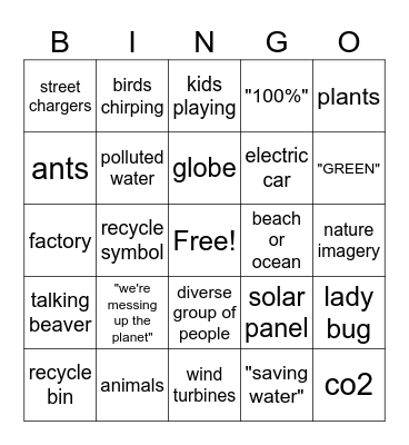 Greenwashing Bingo Card