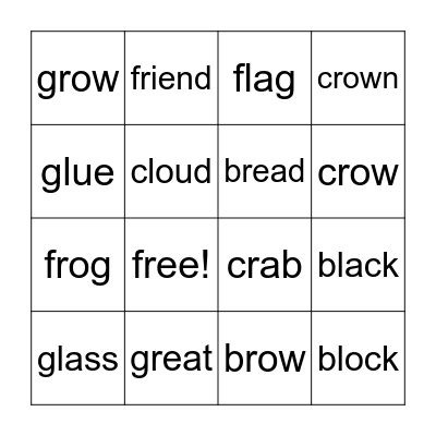 Nov. 26th. Wed double consonant Bingo Card