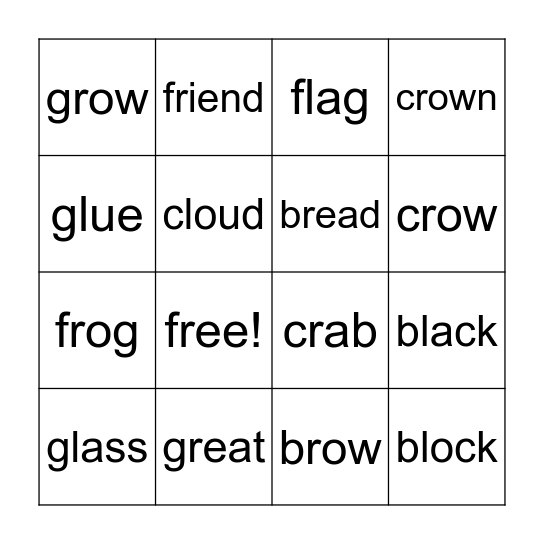 Nov. 26th. Wed double consonant Bingo Card