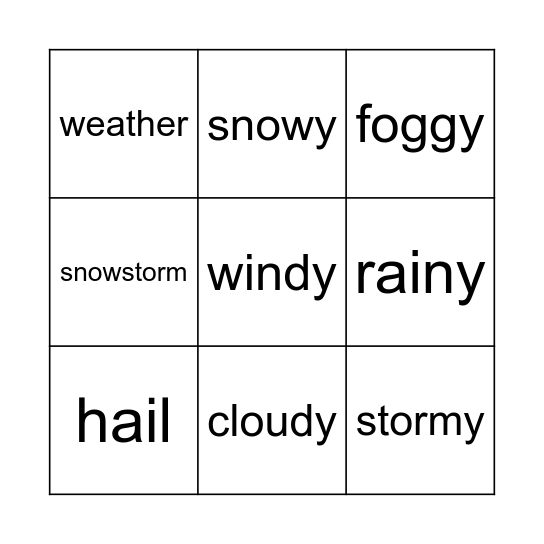 weather bingo Card