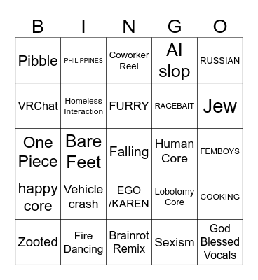 Closed Blinds Bingo Card