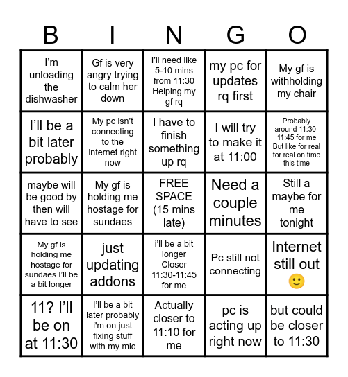 rax bingo Card