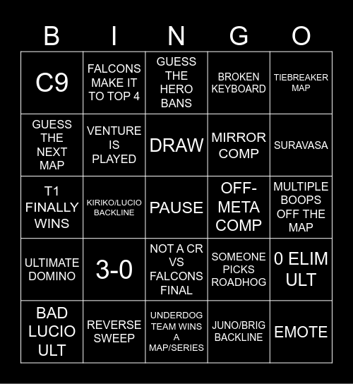 OWCS BINGO Card