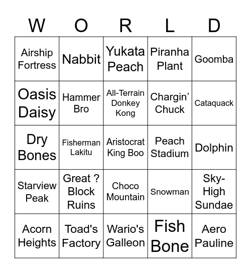 Spare Card #3 [Round 2] Mario Kart World Bingo Card