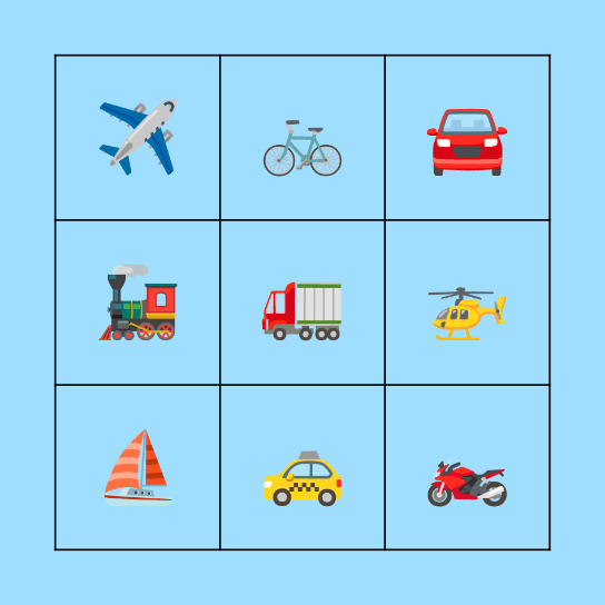 TRANSPORTATION Bingo Card