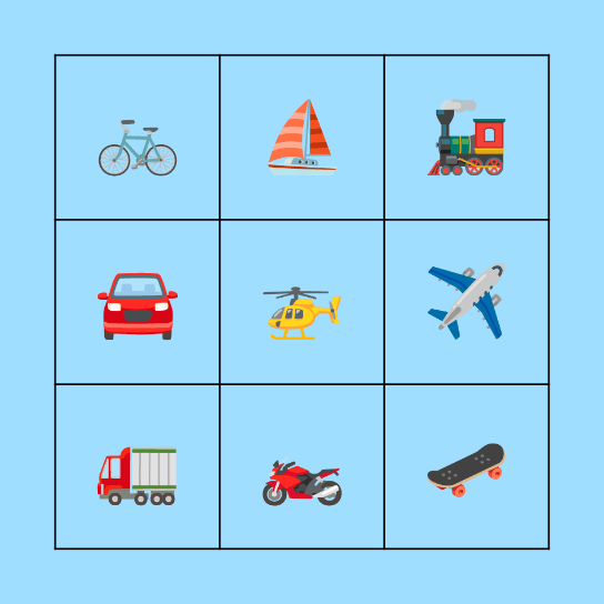 TRANSPORTATION Bingo Card