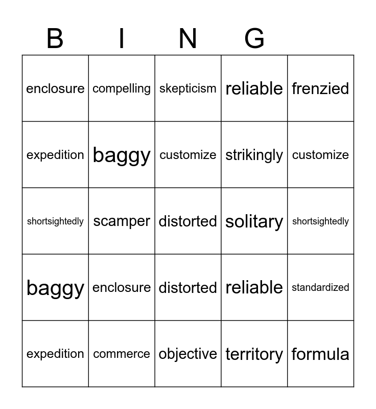 4-SI BINGO Card
